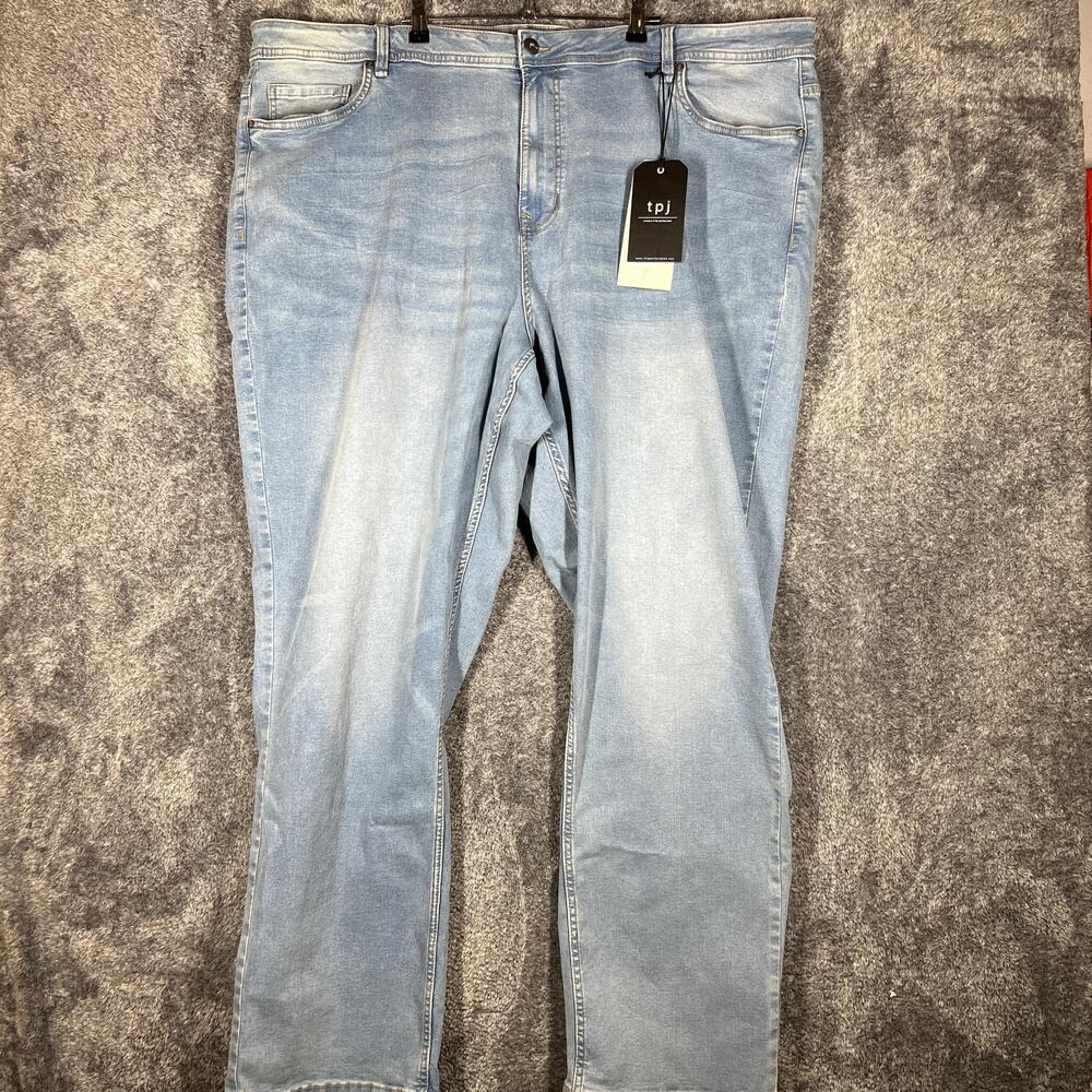 Tpj Jeans Mens 48x34 Blue Light Wash Straight Relaxed Thick Thicc JUXT6LJKR34